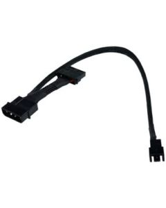 Phobya Adapter Cable, 4-Pin Molex to 3-Pin (12V), 30cm, Sleeved, Black