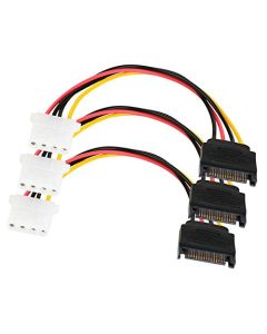 SATA Power Cable Adapter 3 Pack SATA 15 Pin Male to Molex LP4 Female Power Cable 8-inch