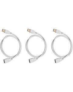 C&E 3 PCS USB 2.0 A Male to A Female Extension 28 OR 24AWG Cable (Gold Plated) White 3 Feet, CNE607566