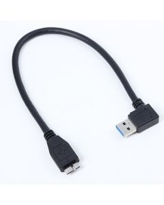 Bluwee SuperSpeed USB 3.0 Cable - Right Angle 90 Degrees Type A Male to Micro-B Cable Cord - 1ft(30cm) - Round Black(OD 6.0mm)