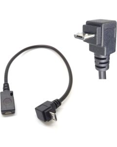 GuangMaoBo 90 Degree Angle 26CM USB Micro B 5P Female to 5P Male Left Right Down Up Angled Extension Cable Adapter for Phone Charger Data Sync Tablet Cord Adaptor