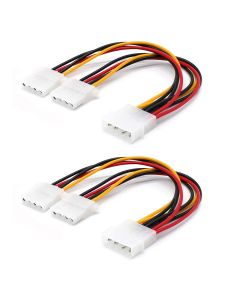 OPSFALCON 2 Pack Computer Molex 4 Pin Power Supply Y Splitter Cable - 2 Female to 1 Male Internal Power Extension Cable