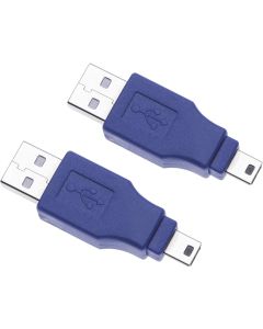 2.0 USB to USB Mini 5 Pin Adapter USB Type A Male to Male Mini B USB Plug Coupler Connector Short Converter Adaptor for PC, Laptops, Controllers, Printers, Digital Cameras (2 Pack)