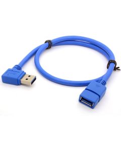 BSHTU 50cm USB 3.0 Extension Cable Left Right Angle 90 Degree Adapter Type A Male to Female High Speed Connection Super Fast 5Gbps Data Transfer Sync Charger Lead (Right)