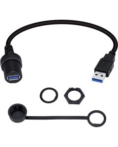 CERRXIAN 30cm USB A 3.0 Male to Female AUX Car Mount Panel Dash Flush Mount Extension Cable for Car Truck Boat Motorcycle Dashboard(USB 3.0)