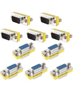 Runshuangyu Set of 10 15Pin DB15 VGA SVGA Male to Female Monitor Gender Changer Converter Coupler Adapter for Monitors, HDTV's, Projectors, VGA Splitters, KVM