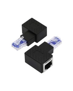 YACSEJAO Cat5e/Cat6 RJ45 Ethernet Adapter2Pack 90 Degree Ethernet RJ45 / 8P8C Male to Female Right Angle Adapter Support Cat6 / Cat5e / Cat5 Standard LAN CableRight