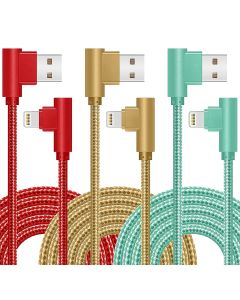 iPhone Charger Cord, 3 Pack 6FT 90 Degree iPhone Charging Cable Apple MFi Certified Lightning Cable Nylon Braided Fast Charging Cord Compatible for iPhone 14/13/12/11/XR/Max/8/7/6/6S/Plus/iPad